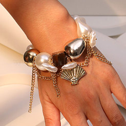 Браслеты из сплава с подвесками в форме ракушки в стиле бохо WG311F9-01