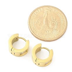 Серьги-кольца Huggie Hoop из нержавеющей стали 304 с микропаве из прозрачных кубических цирконий&nbsp;EJEW-C096-55G