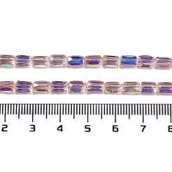 Нити из гальванически покрытых стеклянных бусин в форме шеврона&nbsp;GLAA-Q101-02A-AB08