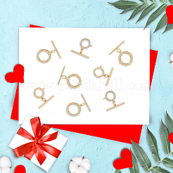 8 комплект из 2 стилей застежек-тоглов из латуни с микропаве из прозрачного кубического циркония KK-DC0003-40