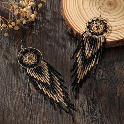 Серьги-люстры ручной работы в богемном стиле из стеклянного бисера.&nbsp;GZ5802