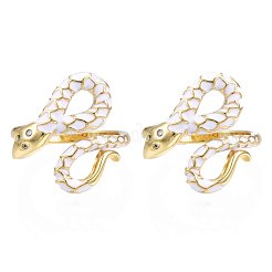 Настоящие 18-каратные позолоченные латунные кольца-манжеты с микропаве из кубического циркония в виде змеи RJEW-N037-005-NF