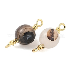 Крашеный натуральный агат граненые круглые подвески-соединители&nbsp;KK-C097-04G-05
