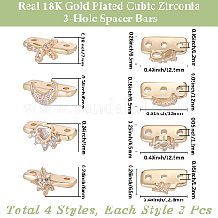 12 шт. 4 стиля латунных микропаве прозрачных кубических циркониевых распорных планок KK-BBC0018-95