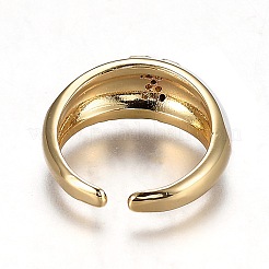 Латунные кольца из манжеты с прозрачным цирконием RJEW-H538-03G-X