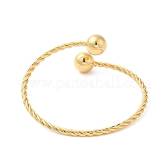 Браслет-манжета из латуни с вешалкой и круглыми бусинами BJEW-M298-14G