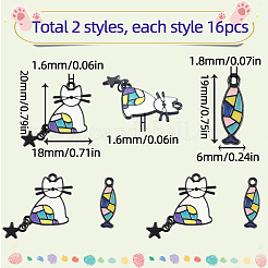 32шт 2 стиля подвески из сплава с эмалью ENAM-SC0003-96