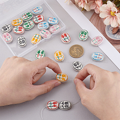 24шт 6 цвета фарфоровые бусины ручной работы&nbsp;PORC-WR0001-04