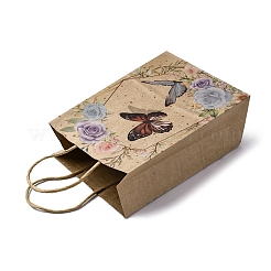 Бумажные пакеты из крафт-бумаги с узором «цветок-бабочка»&nbsp;CARB-F012-03B