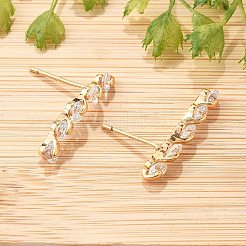 Серьги-гвоздики из латуни с микропаве из кубического циркония для женщин&nbsp;EJEW-G428-19G-02