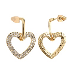 Серьги-гвоздики с цирконом из латуни EJEW-F256-01G