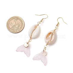 7 пара сережек-подвесок из натурального стекла с ракушками каури&nbsp;EJEW-JE06385