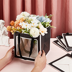 Квадратные бумажные подарочные пакеты с видимым пластиковым окном ABAG-WH0051-10B