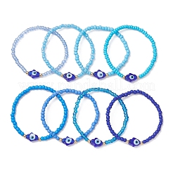 8 шт. браслеты из стеклянных бусин и бусин лэмпворк для женщин&nbsp;BJEW-MZ00263