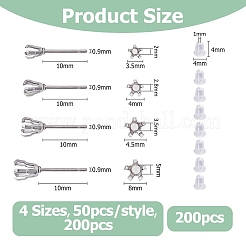 200 шт. фурнитура для сережек-гвоздиков из нержавеющей стали 304&nbsp;FIND-HS0001-10