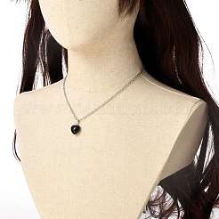 Ожерелья с подвесками из натуральных и синтетических драгоценных камней в форме сердца NJEW-JN03647