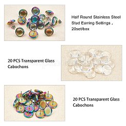 Наборы для самостоятельного изготовления полукруглых сережек-гвоздиков DIY-UN0002-38MC