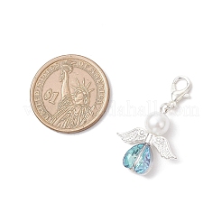 Подвеска в форме сердца ангела из стекла и стеклянного жемчуга HJEW-JM03773-02