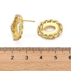 Овальные латунные микропаве прозрачные кубические циркониевые серьги-гвоздики с фурнитурой KK-D102-02G