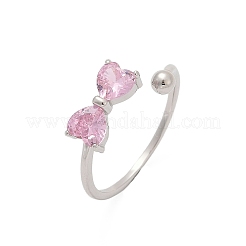 Регулируемые манжеты-кольца из стерлингового серебра с кубическим цирконием для женщин RJEW-B128-07