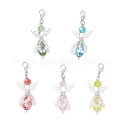 Подвеска в виде ангела из стекла и пластика ABS с имитацией жемчуга&nbsp;HJEW-JM03521-02