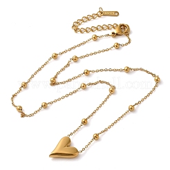 304 нержавеющая сталь шариковая цепочка сердце кулон ожерелье для женщин NJEW-K255-05G