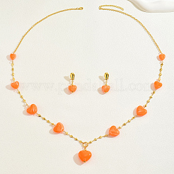 Элегантные винтажные серьги и ожерелья из железной смолы в форме сердца для женщин&nbsp;ZO7352