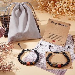 2шт. плетеные браслеты из бусин из сплава смолы для мужчин и женщин BJEW-DC0001-12A