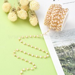 Стеклянные граненые цепочки рондель ручной работы из бисера&nbsp;CHC-CJ0001-73