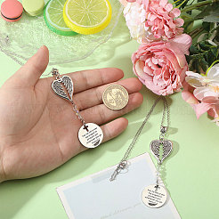 2 шт. плоские круглые и крылатые подвесные украшения из сплава&nbsp;HJEW-CA00073