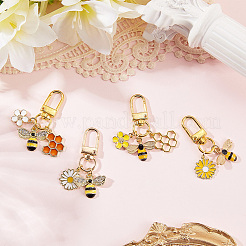 4 шт. подвеска из эмалевого сплава в виде пчел&nbsp;HJEW-SC00168