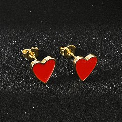 Серьги-гвоздики из латуни с эмалью для женщин EJEW-A126-05B-G