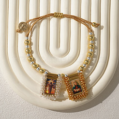 Регулируемые браслеты на шнурке с подвесками в виде Иисуса и Девы Марии&nbsp;KQ6530