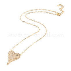 Ожерелья с подвесками в форме сердца из латуни с микропаве и кубическим цирконием NJEW-Z003-01D