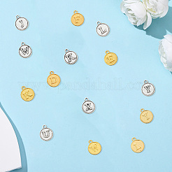 4 пакетик 2 цвета тибетский стиль цинковый сплав 26 буквы плоские круглые подвески&nbsp;FIND-SC0017-56