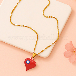 5 шт. 5-цветный сплав сердце с кулоном в виде сглаза для женщин&nbsp;NJEW-HY0001-24