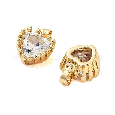 Подвески из латуни с покрытием из прозрачного кубического циркония KK-S379-05G-1