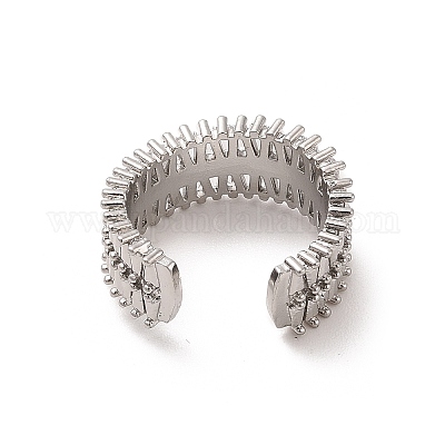 Открытые манжеты из латуни с микропаве кубический цирконий RJEW-R146-13A-P-1