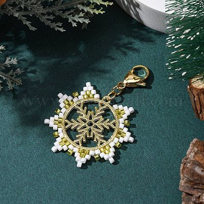 Рождественские украшения из стеклянных семян и сплавов HJEW-MZ00312-01-1