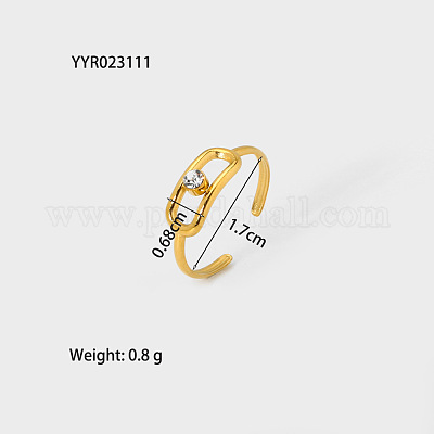 Модные полые прямоугольные манжеты из нержавеющей стали с прозрачным кубическим цирконием для женщин XE1808-1