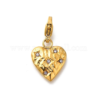 Подвеска в форме сердца из нержавеющей стали 304 со стразами STAS-R159-50G-05-1