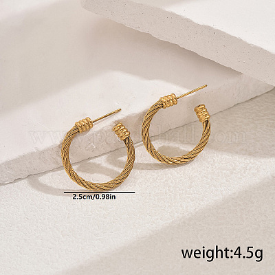 Стильные серьги-гвоздики из нержавеющей стали 201 витой формы в форме буквы С для повседневной женской одежды NT3408-1-1