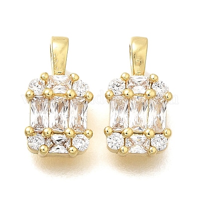 Прямоугольник латуни микро проложит кубических подвески диоксида циркония KK-S508-50G-1