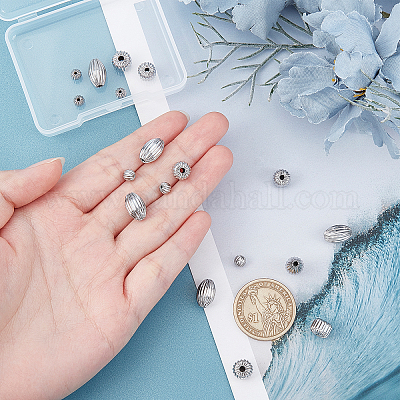 18 шт. 3 рифленых бусины из нержавеющей стали марки 304 STAS-UN0031-11-1