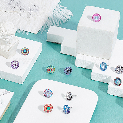 800 шт. серьги-гвоздики из нержавеющей стали 304 с плоскими круглыми латунными головками STAS-DC0005-44-1