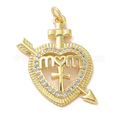 Подвески из латуни с микро паве ко Дню матери FIND-Z041-20H-1