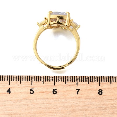 Женские кольца на палец из латуни с микропаве и кубическим цирконием RJEW-F181-11G-1