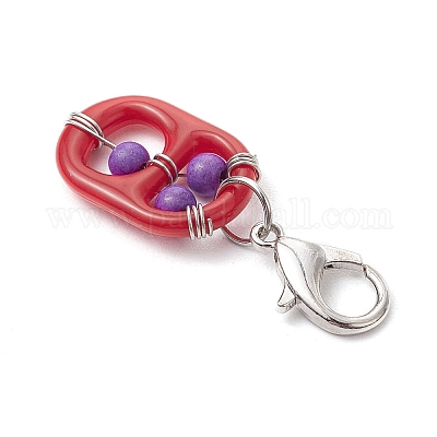 Подвесные украшения из акрила и синтетической бирюзы HJEW-JM03048-03-1