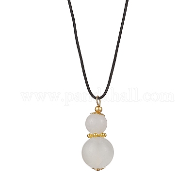 Ожерелья с подвеской в виде тыквы из натурального селенита NJEW-JN05246-03-1