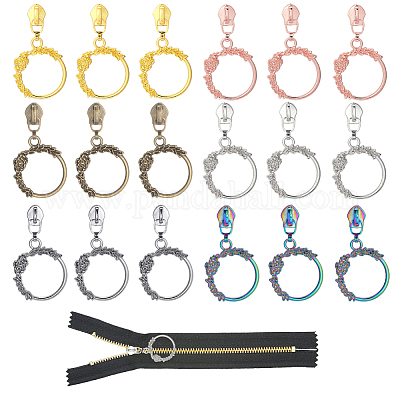 18 шт. двухцветные литые бегунки-молнии с подвеской в виде венка&nbsp;FIND-GF0008-40-1